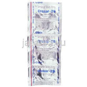 テルミサルタン（ミカルディスジェネリック）, Cresar 20mg 錠 (Cipla) 包装