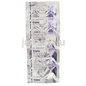 テルミサルタン（ミカルディスジェネリック）, Cresar 20mg 錠 (Cipla) 包装裏面