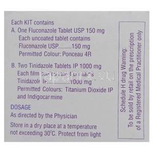 チニダゾール / フルコナゾール, Zocon-T, 1,000mg / 150mg　錠キット (FDC) 成分