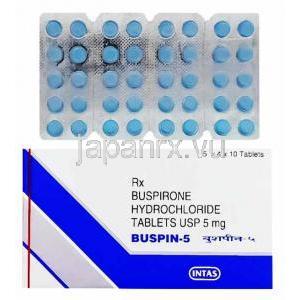 ジェネリック・バスパー, ブスピロン 5 mg 箱、錠