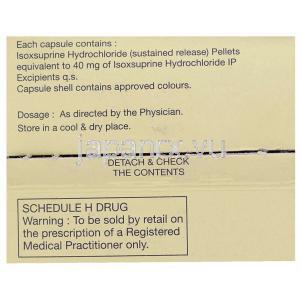 イソクスプリン (ズファジランジェネリック), Duvadilan, 10mg 錠 (Solvay Pharma)　成分