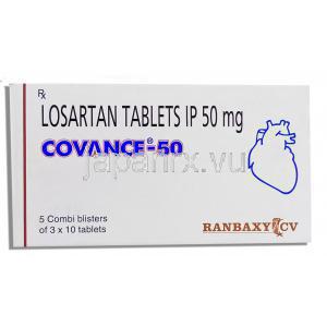 コバンス Covance,ニューロタン ジェネリック, ロサルタンカリウム 50mg 錠 (Ranbaxy) 箱
