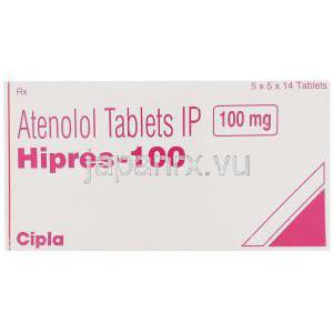 ハイプレス Hipres, テノーミン ジェネリック, アテノロール 100mg 錠 (Cipla) 箱