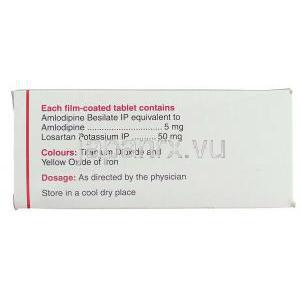 アムロジピン / ロサルタン配合, AMLOPRES-Z, 5MG/ 50MG 錠 (Cipla) 成分