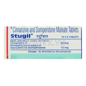 ストジル Stugil, シンナリジン・ドンペリドン配合 20mg/15mg 錠 (Janssen-Cilag) 成分