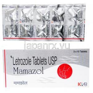 ママゾール, レトロゾール, 錠剤, 箱表面