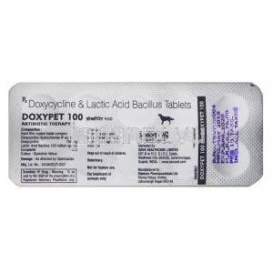 ドキシペット 動物用 (ドキシサイクリン/ 乳酸菌) 100mg 錠剤裏面