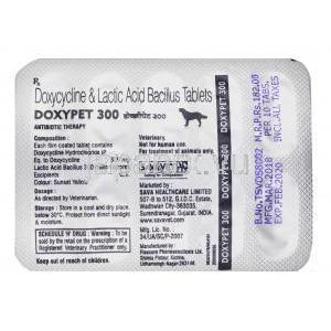 ドキシペット 動物用 (ドキシサイクリン/ 乳酸菌) 300mg 錠剤裏面