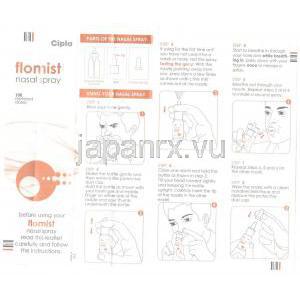 フルチカゾン(フルナーゼジェネリック), Flomist, 50μｇ100mdi (Cipla) 情報シート1
