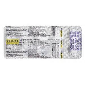 ゼドックス, ドキシサイクリン 100mg 錠剤裏面