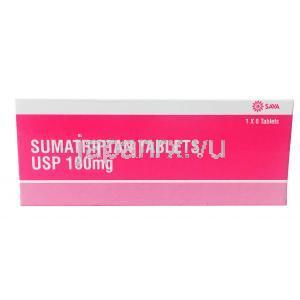 スマトリプタン錠　100mg(USP), 錠剤, Sava製,箱表面