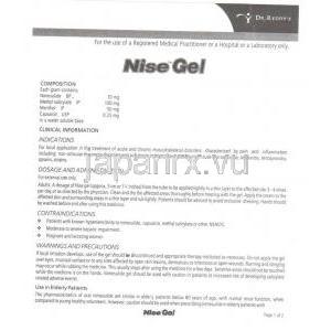 ナイス Nise, 30gm ジェル (Dr Reddy) 情報シート1
