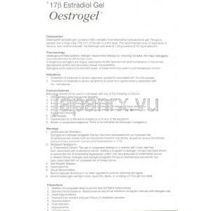 エストラジオールジェル（ジェネリックエストレース）, Oestrogel.  80gm, ジェルチューブ(Solvay) 情報