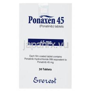 ポナクセン, ポナチニブ 45mg, 30錠, 製造元：エベレスト製薬, 箱表面
