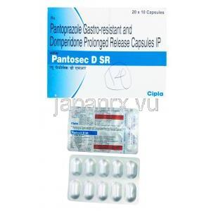 パントセック D SR  ドンペリドン 30mg　/ パントプラゾール 40mg, 製造元：シプラ, 箱, シート情報