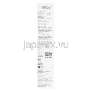 ヘアジョイ 頭皮外用液 (ミノキシジル/ アミネキシル) 箱側面、成分情報