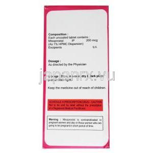 サイトヒール, ミソプロストール 200mg, 錠剤, 製造元： Healing Pharma, 箱側面情報, 成分,含有量, 保管方法, 注意事項
