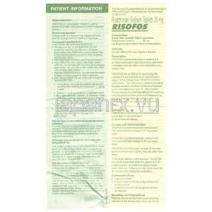 リセドロン酸ナトリウム(ベネット/ アクトネルジェネリック), Risofos, 35mg 錠 (Cipla) 情報シート1