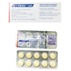 D ベニズ, デスベンラファキシン, 徐放性錠, 100mg, 箱, シート裏面