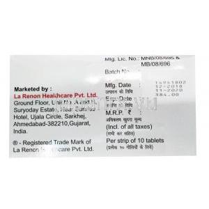 ピドチミューン-800,  ピドチモド 800mg, 10錠, 製造元：La Renon Healtcare, 箱側面情報