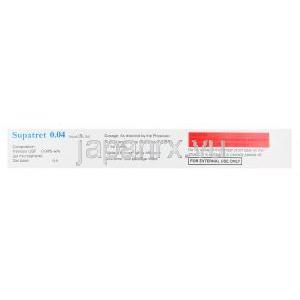 スパトレット ジェル, トレチノイン 0.04% w/w, 20g, 製造元：Sun Pharmaceutical Industries Ltd, 箱裏面