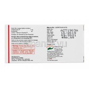 アナリデックス (アナストロゾール) 1mg 成分