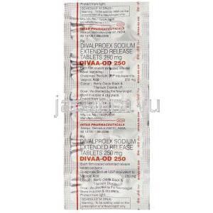ジバルプロエクスナトリウムXR（デパコテＥＲ ジェネリック）,  Divaa-OD 250mg 錠 (Intas) 包装