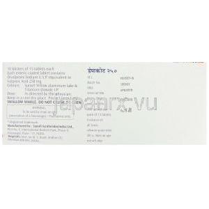 ジバルプロエクスナトリウム, デパコテ Depakote 250mg 錠 徐放剤錠 (Sanofi-Synthelabo) 箱・裏面