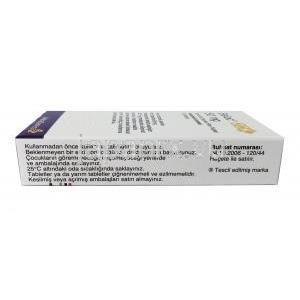 ベロックゾック (コハク酸メトプロロール) 50mg 20錠 箱側面