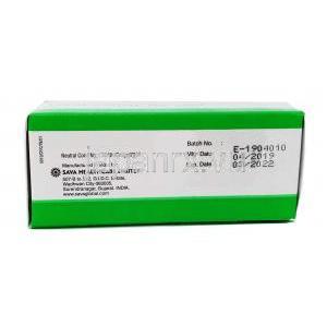 メサラミン DR, 400 mg 100錠 (徐放性錠) , 箱側面, 製造元情報