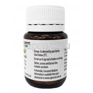フンギリン (アムホテリシン) 10 mg, トローチ  20個入り, ボトル側面