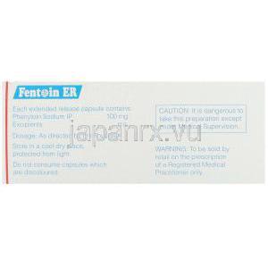 フェニトイン  (ヒダントールジェネリック） 100 mg Fentoin ER 100 (Sun pharma)成分