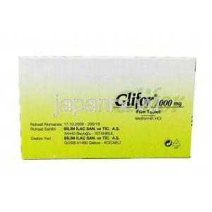 グリフォル (メトホルミン) 1000 mg, 100 錠 製造元