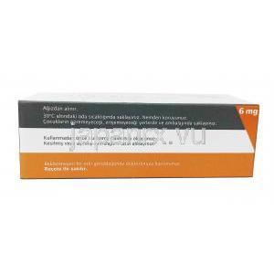 インヴェガ (パリペリドン) 6 mg, 28 錠 (徐放性) 箱底面