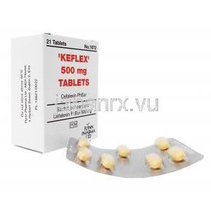 ケフレックス (セファレキシン) 500 mg, 21 錠 箱、錠剤