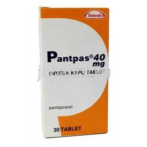 パントパス,  パントプラゾール, 40 mg 30錠 ,箱表面