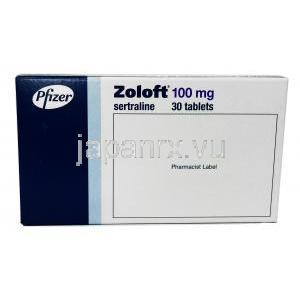 ZOLOFT (GB) 100mg 30Tab, box, back view