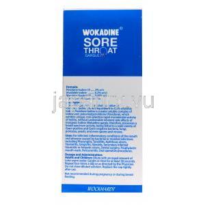 Wokadine Gargle, Povidone Iodine 50ml, 2% , box side presentation
