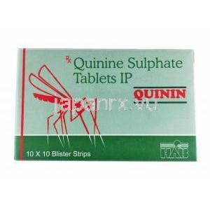 クイニン, 硫酸キニーネ  300mg 錠 (HAB) 箱全面