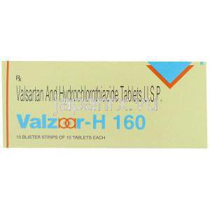 バルサルタン・ヒドロクロロチアジド配合, バルザーＨ Valzaar-H  160/12.5mg 錠 (Torrent) 箱