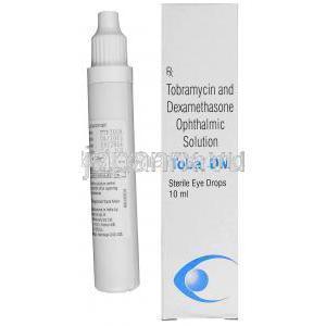 トバ DM 点眼薬, デキサメタゾン 0.1%/ トブラマイシン 0.3% 10ml, 製造元：Sun Pharma, 箱, ボトル