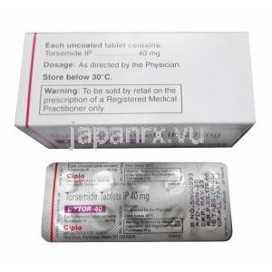 ダイトール, トラセミド 40mg 錠 (Cipla) 成分、錠剤裏面