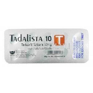 タダリスタ 10, タダラフィル10mg,  シート情報