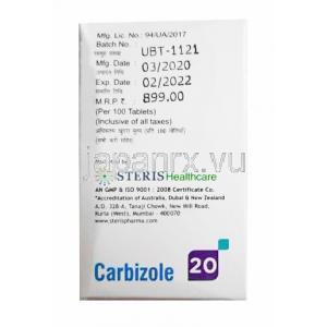 カルビゾール (カルビマゾール) 20mg 箱裏面