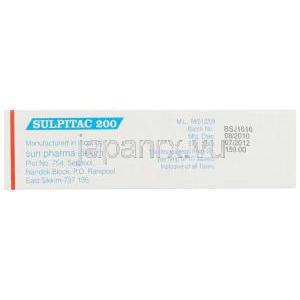 アミスルプリド（ソリアンジェネリック）, Sulpitac 200mg 錠 (Sun Pharma) 製造者情報