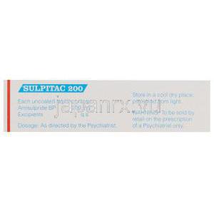 アミスルプリド（ソリアンジェネリック）, Sulpitac 200mg 錠 (Sun Pharma) 成分