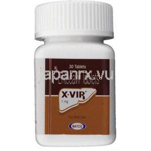 エンテカビル, X-VIR,  1mg 錠 (Natco) ボトル
