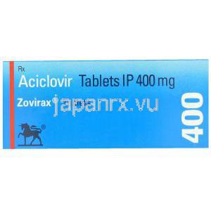 アシクロビル, ゾビラックス, 400MG 錠 (GSK) 箱