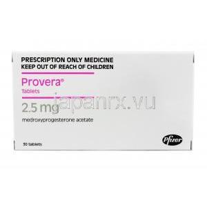 プロベラ, メドロキシプロゲステロン 2.5mg　箱