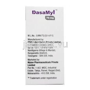 ダサミル (ダサチニブ) 70mg 製造元